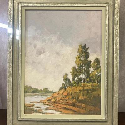 J. Alvin Storck - Meadow Brook - Vintage Signed Framed Landscape Original Painting on Board