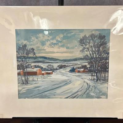 J. Alvin Storck - Winter Valley - Vintage Signed Modernist Landscape Original Painting on Board