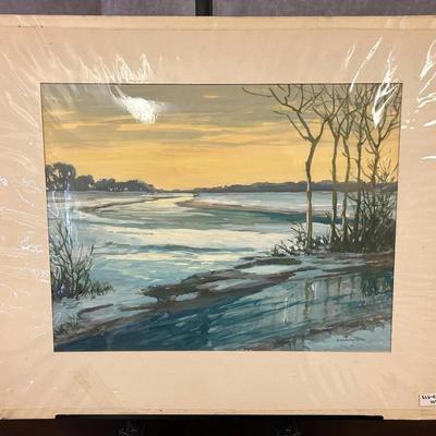 J. Alvin Storck - Winding Stream - Vintage Signed Riverside Landscape Original Painting on Board