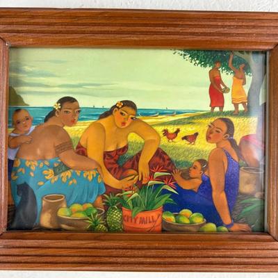 Tim Nguyen - Hawaii Nei - Framed Colorful Beach Picnic Scene Print