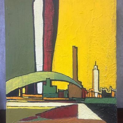 J. Alvin Storck - Matharena - Vintage Signed Abstract Expressionist Original Painting on Board