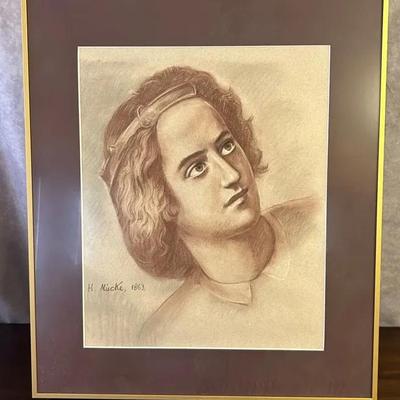 ATTR Heinrich Mücke - Framed Pastel Portrait Print