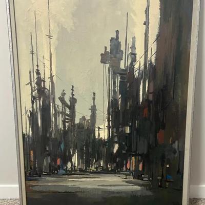 J. Alvin Storck - Canal Street Construction Dilopedation - Large Signed Vintage Modernist Painting