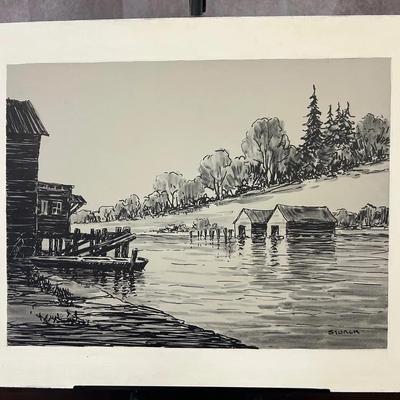 J. Alvin Storck - Old Saugatuck - Vintage Riverside Harbor Print
