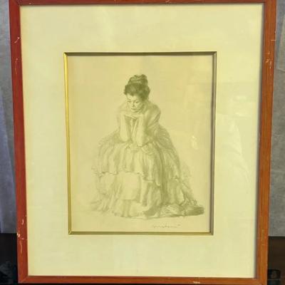 Lluis Muntané - Mujer Sentada - Vintage Framed Print