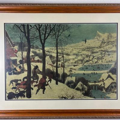 Pieter Brugal - The Hunters in the Snow - Townscape Scene Large Framed Print