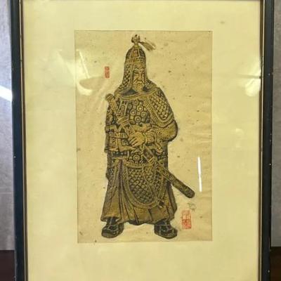 Vintage Oh-Sun Kwon Framed Japanese Temple Rubbing