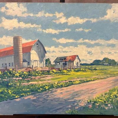 J. Alvin Storck - Hagerman's Farm - Vintage Signed Modernist Landscape Original Painting On Board