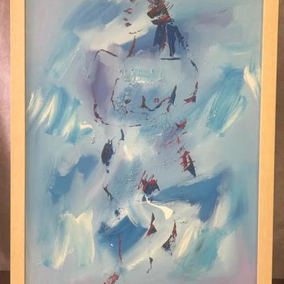 Vintage Signed Framed Abstract Nude Original Painting on Canvas