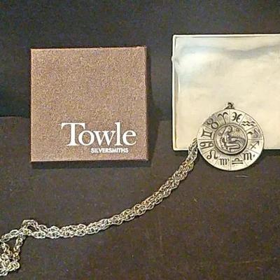 Towle SILVERSMITHS Aquarius Pendant Necklace w/ Box