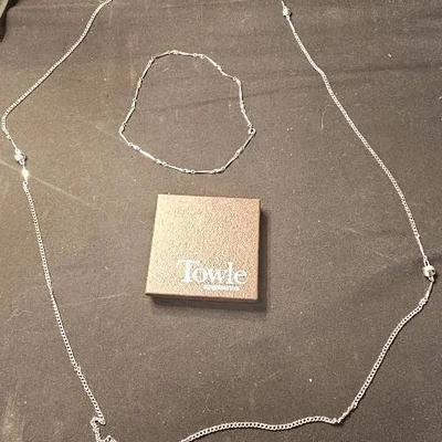 2 Silver Tone Necklaces w/ Towle SILVERSMITHS Box