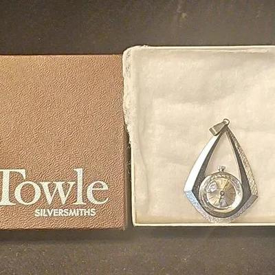 Towle SILVERSMITHS box W/ Sheffield Pendant Watch