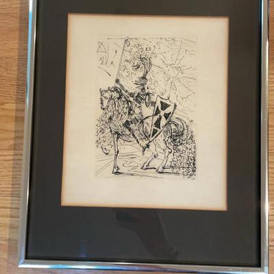 Framed Original Etching "El Cid" By Salvador Dali
