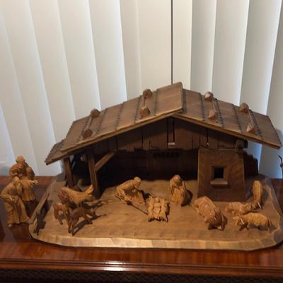 Hand Carved Wooden Nativity By Leonard Holdrich