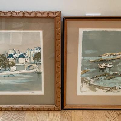 Pair Of Signed & Numbered Framed Lithograph Prints By Claude Casati