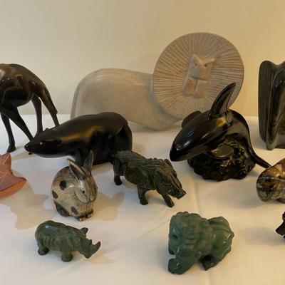 Collection Of 12 Carved Stone Animals