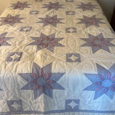 Purple And Blue Floral Quilt 