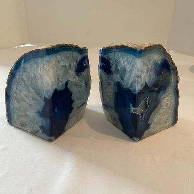 Blue Geode Bookends