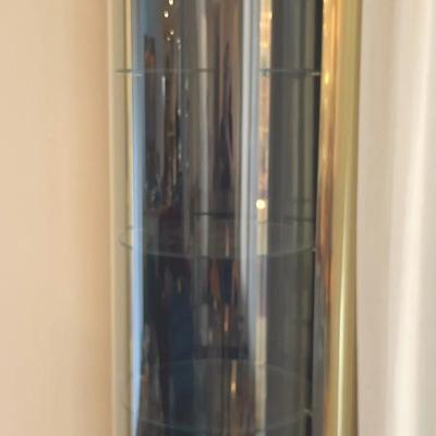 Rotating Glass And Brass Display Cabinet