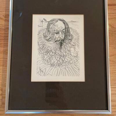 Framed Original Etching "Cervantes" By Salvador Dali
