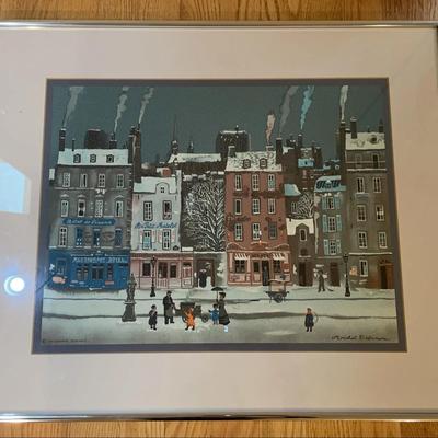 Framed Lithograph Print "Chaude Les Marrons" By Michel Delacroix