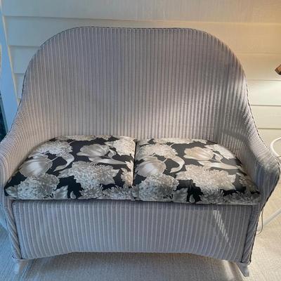 White Rocking Wicker Loveseat