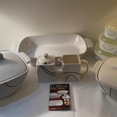 Corelle Square Black & White Serving Pieces