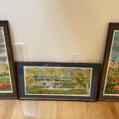 Trio Of Signed & Numbered Framed Lithograph Prints By Claude Grosperrin