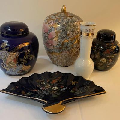 5 Pieces Of Asian Pottery Decor