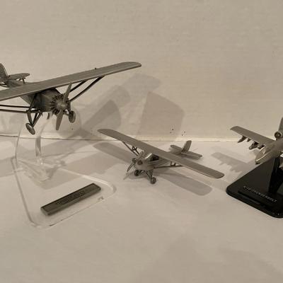 Trio Of Danbury Mint Pewter Plane Models