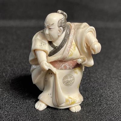 Japanese Netsuke Figurine Man With A Sword