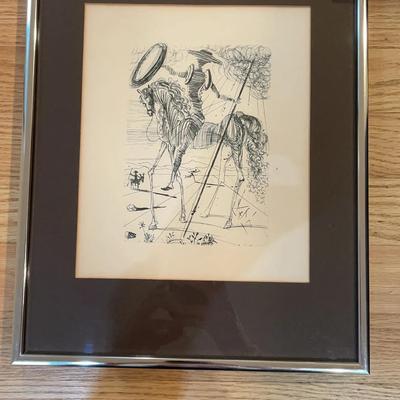 Framed Original Etching "C. Don Quixote" By Salvador Dali