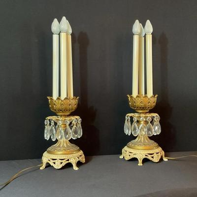 Vintage Gilt Candle Stick Electric Lights