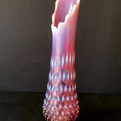 Fenton Plum Opalescent Hobnail Swung Vase