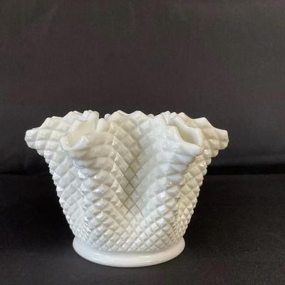 Westmoreland Milk Glass English Hobnail Handkerchief Vase