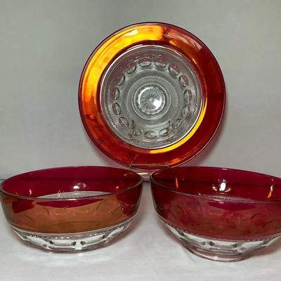 Kings Crown Ruby Flashed Serving Bowls 