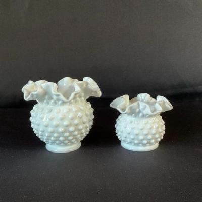 Fenton Milk Glass Hobnail Vases