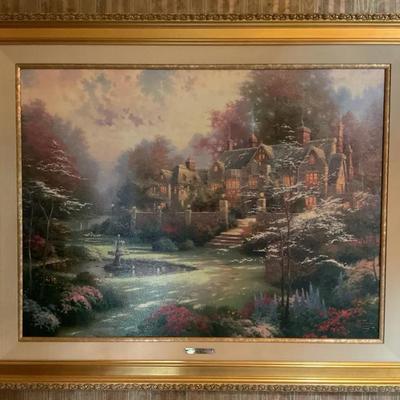 Thomas Kincaid “Gardens Beyond Spring Gate”  Canvas Lithograph 