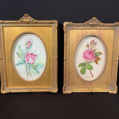 Small Rose Prints Oil And Watercolor Signed