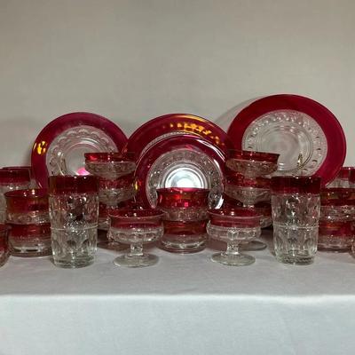 Lots Of Kings Crown Flashed Ruby Glassware Collection I