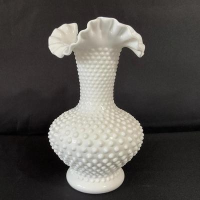 Fenton Hobnail Milk Glass Large Vase 