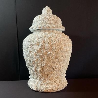 Large Rose Ceramic Urn Vase With Lid