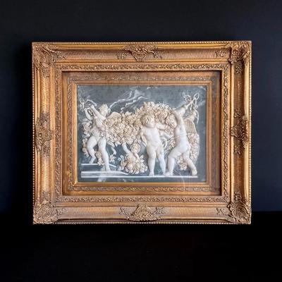Framed Neoclassical Style Marble Relief