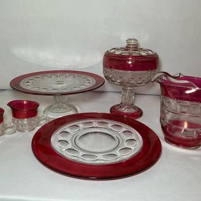 Kings Crown Ruby Flashed Glassware Collection  