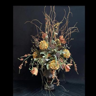 Large Metal Urn Faux Arrangement