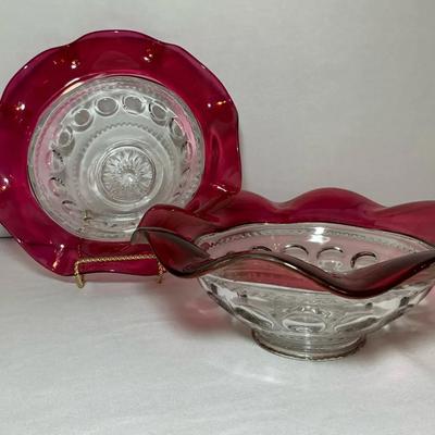 Kings Crown Ruby Flashed Fruit Bowls 