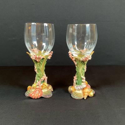 Fitz & Floyd Oceania Shells Wine Goblets