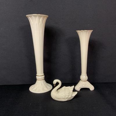 Vintage Lenox Bud Vases And Swan