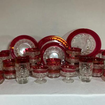 Lots Of Kings Crown Flashed Ruby Glassware Collection II