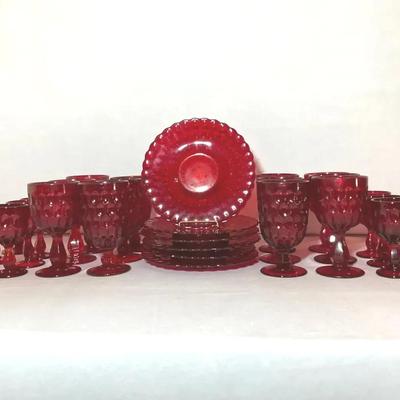 Fenton Ruby Red Thumbprint Glassware III